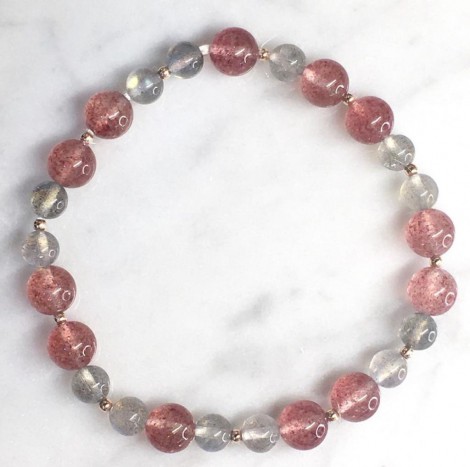 Strawberry Crystal + Moon Stone bracelet